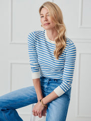 J.McLaughlin Tierney Sweater In Stripe Off White/chambray | Women Sweaters
