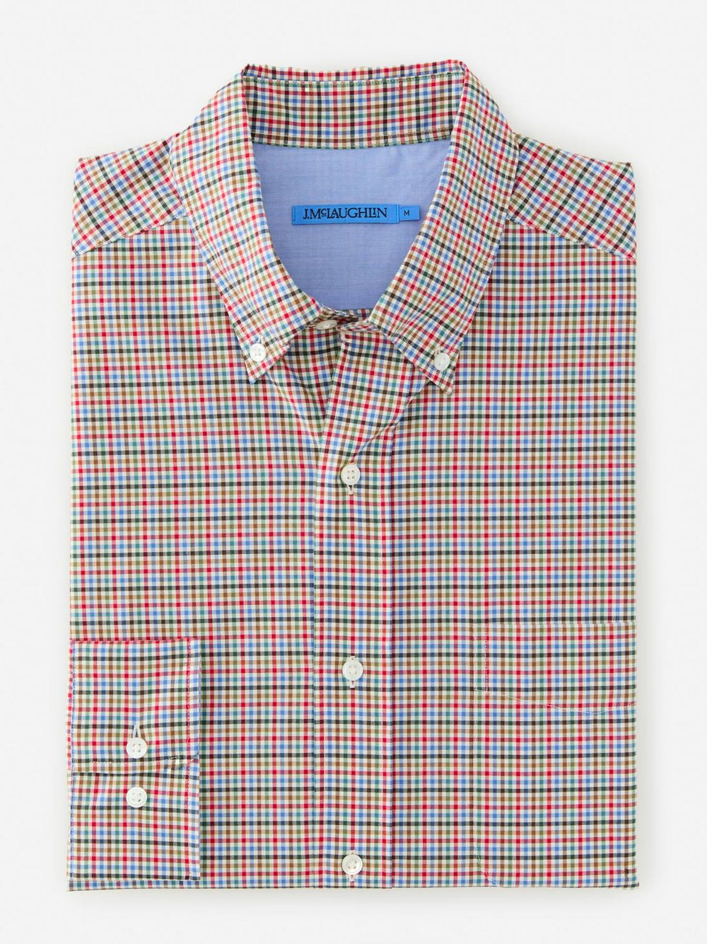 J.McLaughlin University Classic Fit Shirt In Check Crimson/blue/green | Men Shirts