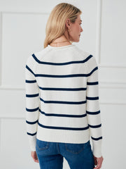 J.McLaughlin Vaughn Sweater In Stripe Egret White/navy | Women Sweaters