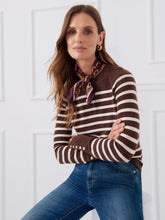 J.McLaughlin Zosia Cashmere Sweater In Stripe Heather Brown/egret White | Women Sweaters