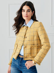 J.McLaughlin Abigail Jacket In Window Pane Mustard | Women Jackets