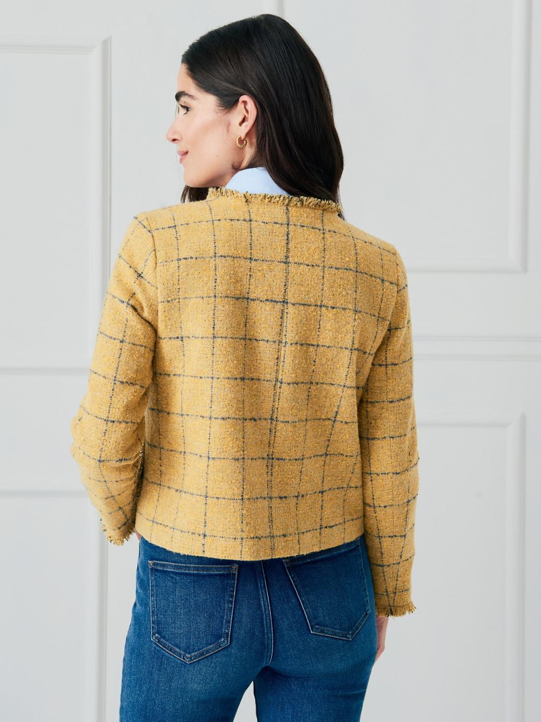 J.McLaughlin Abigail Jacket In Window Pane Mustard | Women Jackets