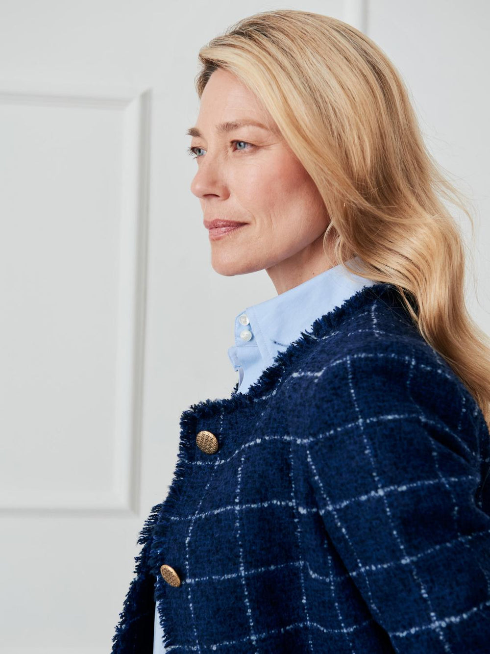 J.McLaughlin Abigail Jacket In Window Pane Navy/white | Women Jackets