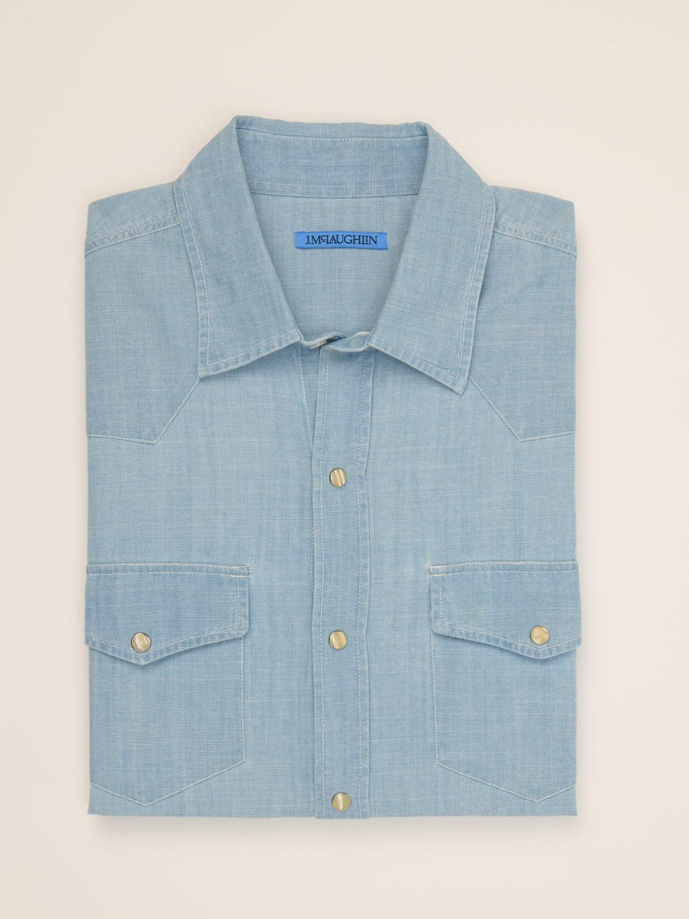 J.McLaughlin Ace High Woven Chambray Shirt Light Denim Blue | Men Shirts