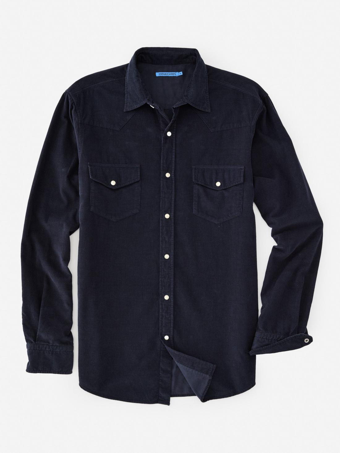 J.McLaughlin Ace High Woven Cord Shirt Navy | Men Shirts