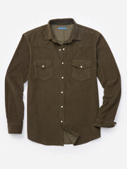 J.McLaughlin Ace High Woven Cord Shirt Olive | Men Shirts