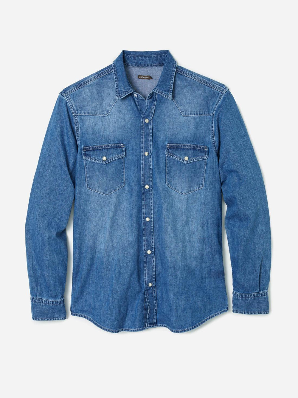 J.McLaughlin Ace High Woven Denim Shirt Light Denim | Men Shirts