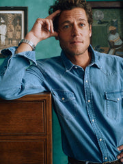 J.McLaughlin Ace High Woven Denim Shirt Light Denim | Men Shirts