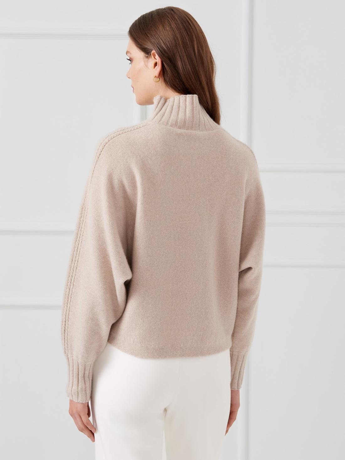 J.McLaughlin Adrian Cashmere Turtleneck Light Heather Taupe | Women Sweaters