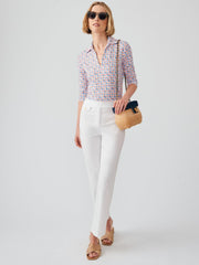 J.McLaughlin Aida 3/4 Sleeve Top In Mini Ocean Ribbon White/multi | Women Shirts &amp; Tops