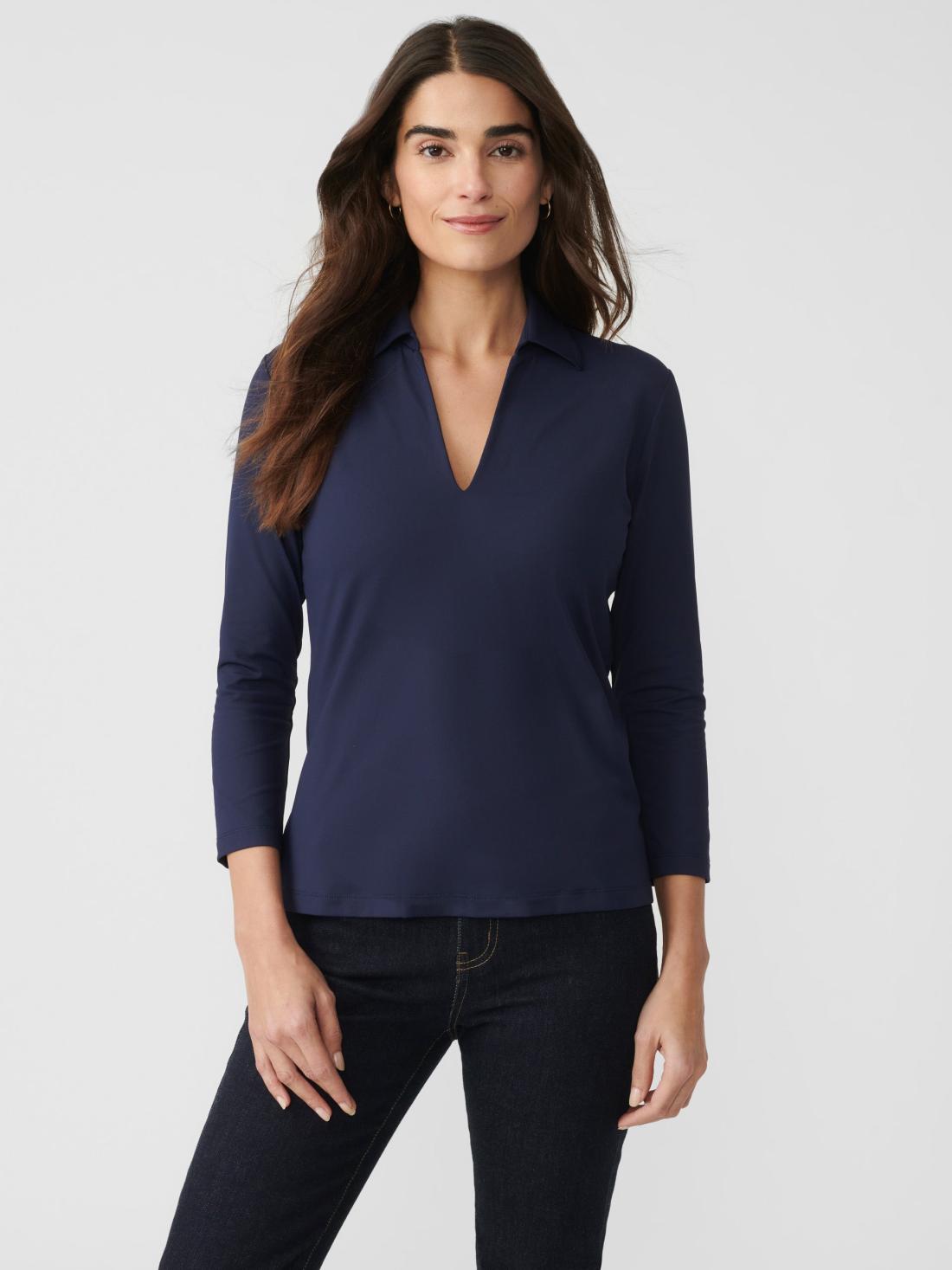 J.McLaughlin Aida 3/4 Sleeve Top Winter Navy | Women Catalina Cloth™ Dresses