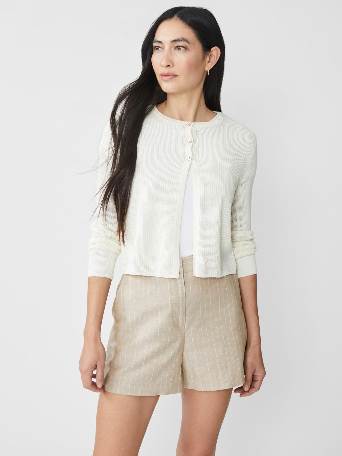 J.McLaughlin Aleesha Cardigan Egret White | Women Sweaters