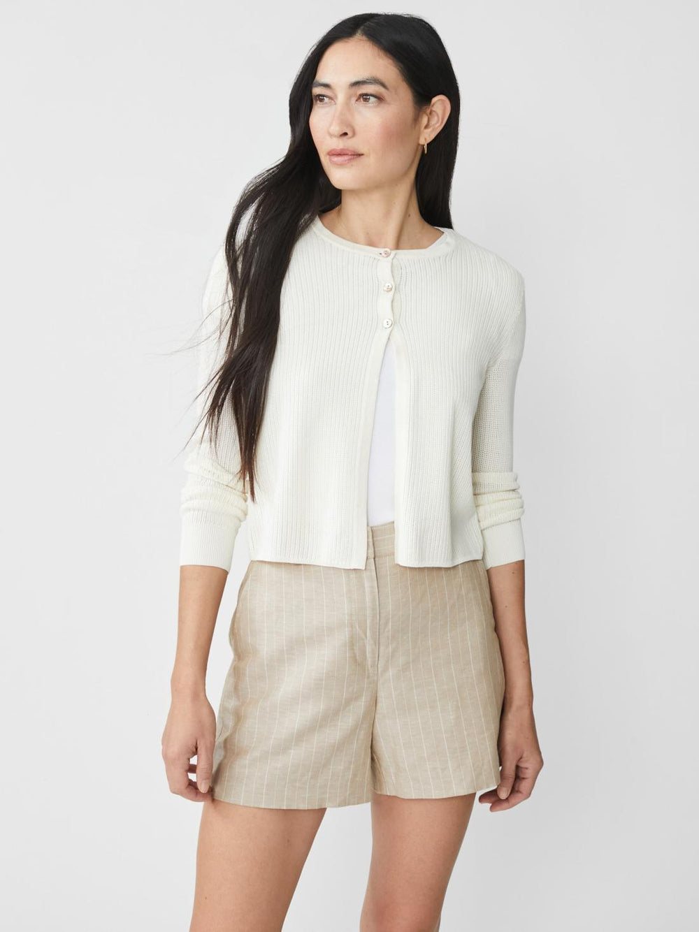 J.McLaughlin Aleesha Cardigan Egret White | Women Sweaters