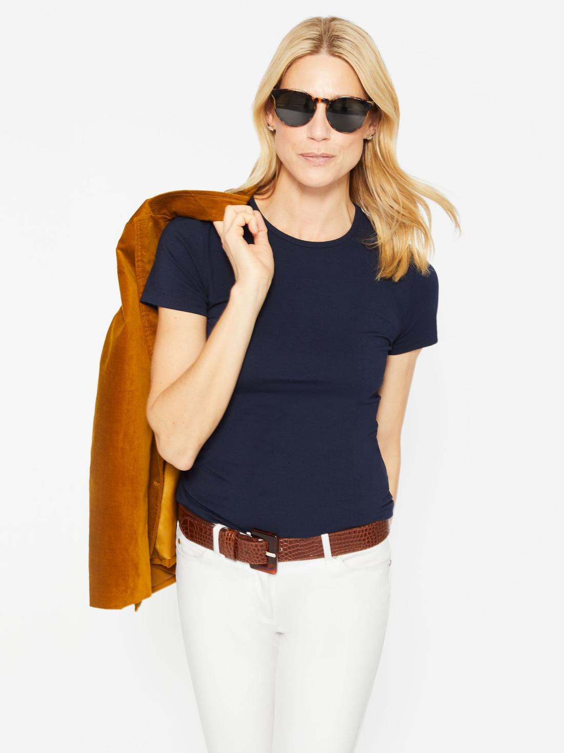 J.McLaughlin Allie Cap Sleeve Tee Navy | Women Shirts &amp; Tops