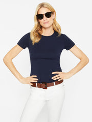 J.McLaughlin Allie Cap Sleeve Tee Navy | Women Shirts &amp; Tops