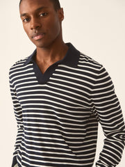 J.McLaughlin Amalfi Polo Sweater In Stripe Navy/egret White | Men/Women Knits &amp; Polos