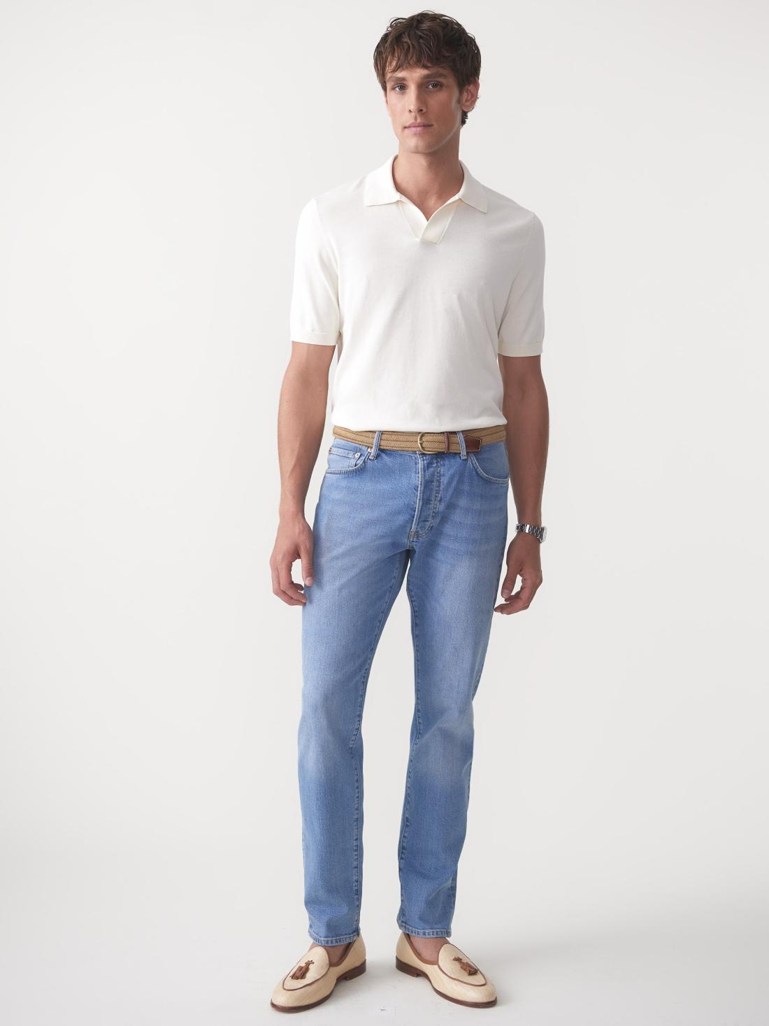 J.McLaughlin Amalfi Short Sleeve Polo Egret White | Men/Women Knits &amp; Polos