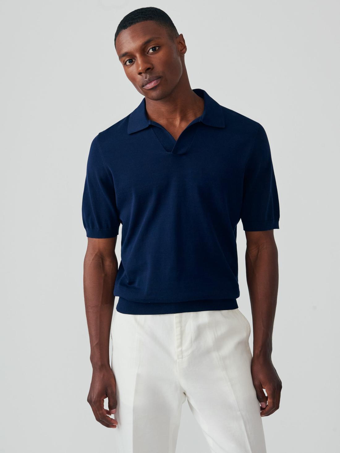 J.McLaughlin Amalfi Short Sleeve Polo Navy | Men/Women Knits &amp; Polos