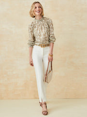 J.McLaughlin Antonia Blouse In Paisley Flourish Off White/brown | Women Shirts &amp; Tops