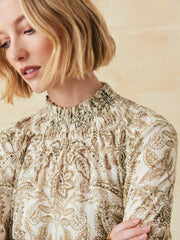J.McLaughlin Antonia Blouse In Paisley Flourish Off White/brown | Women Shirts &amp; Tops