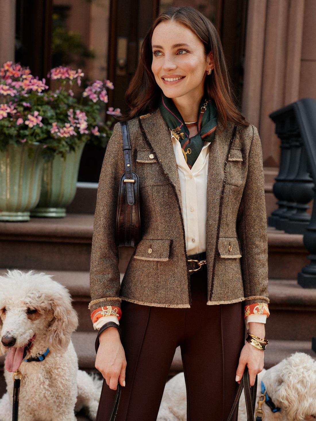 J.McLaughlin Anwen Jacket In Herringbone Coffee | Women Jackets