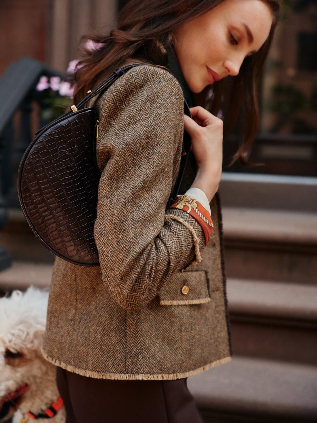 J.McLaughlin Anwen Jacket In Herringbone Coffee | Women Jackets
