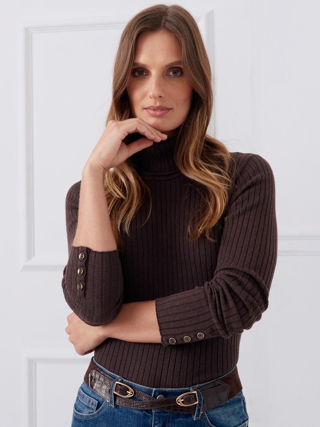 J.McLaughlin Arlette Turtleneck Brown | Women Sweaters