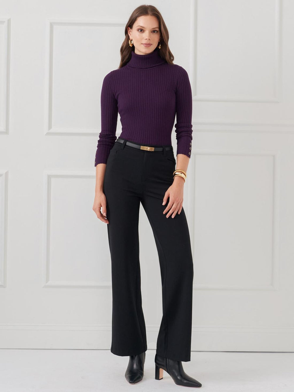 J.McLaughlin Arlette Turtleneck Eggplant | Women Sweaters