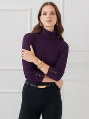 J.McLaughlin Arlette Turtleneck Eggplant | Women Sweaters