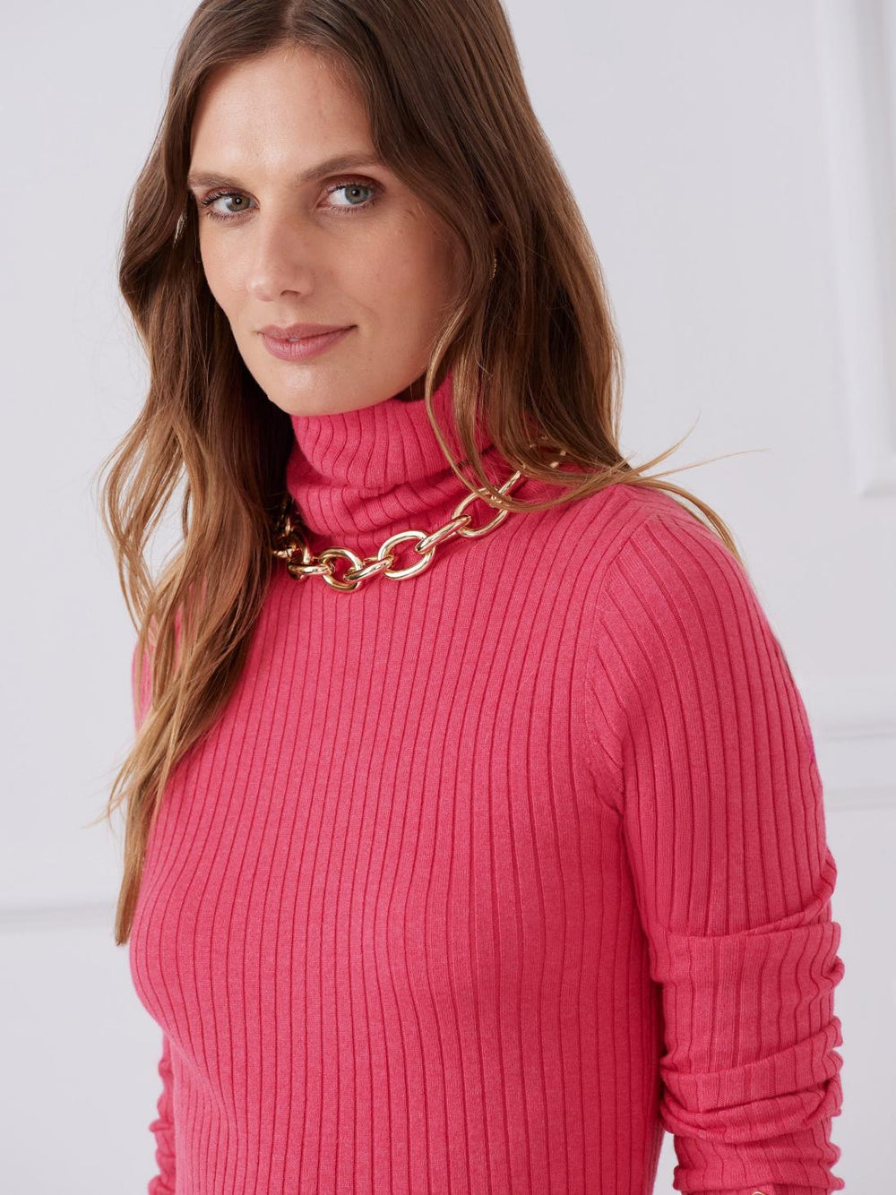 J.McLaughlin Arlette Turtleneck Heather Hot Pink | Women Sweaters