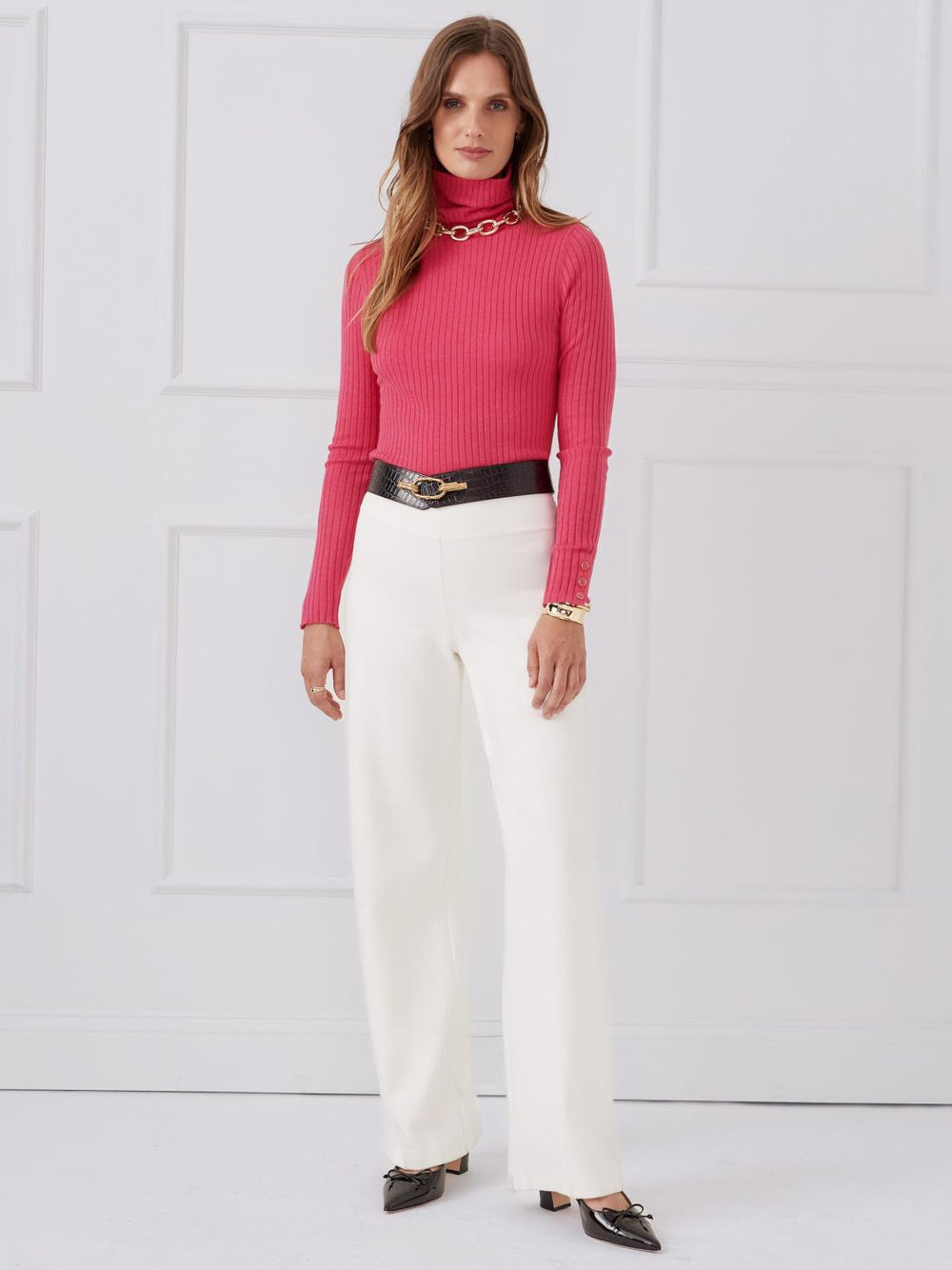 J.McLaughlin Arlette Turtleneck Heather Hot Pink | Women Sweaters