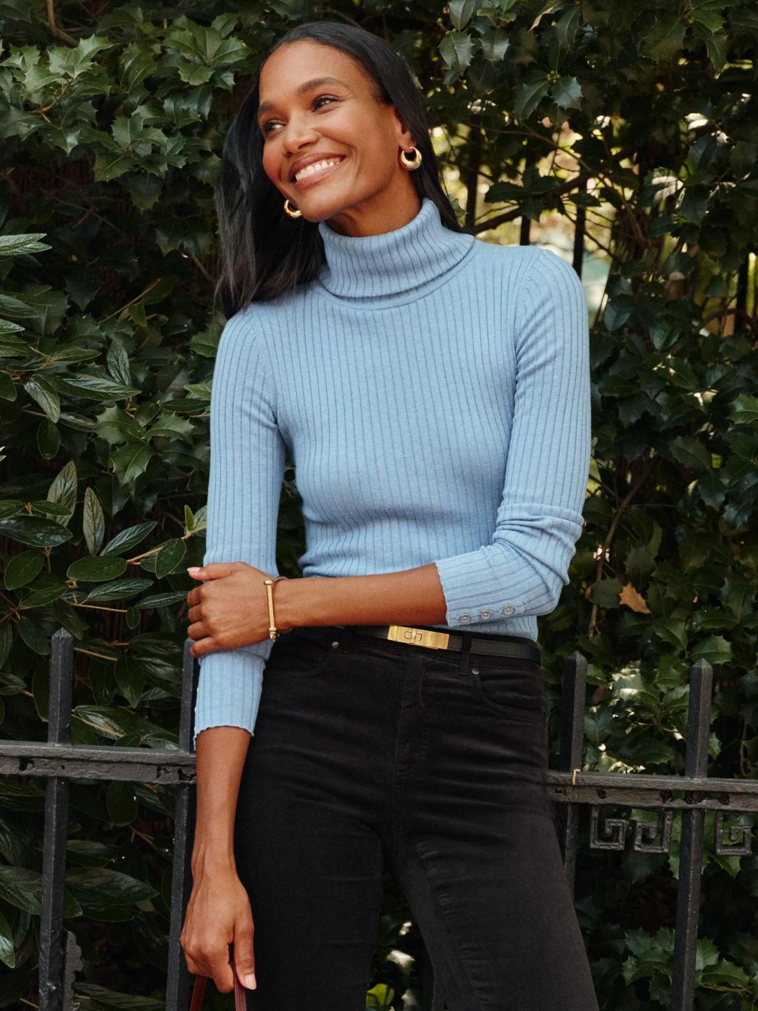 J.McLaughlin Arlette Turtleneck Light Chambray | Women Sweaters