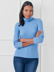 J.McLaughlin Arlette Turtleneck Light Chambray | Women Sweaters