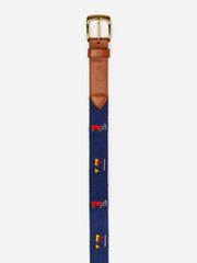 J.McLaughlin Ashton Embroidered Belt In Golf Bag Navy | Men Shoes &amp; Accessories