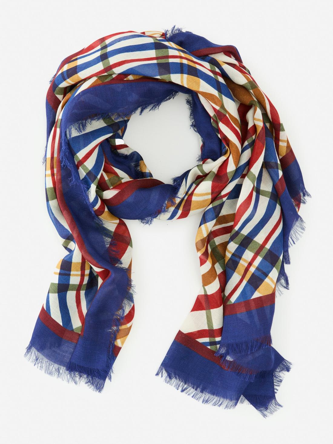 J.McLaughlin Bellini Scarf In Plaid Flourish Border Off White/multi | Women Scarves