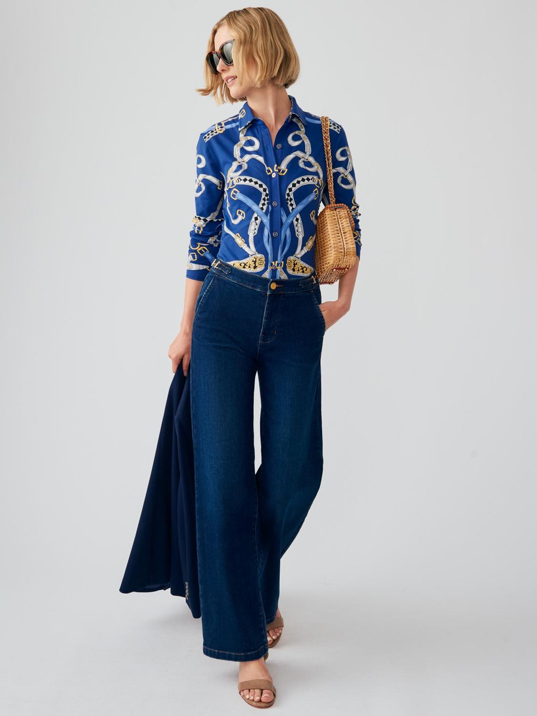 J.McLaughlin Betty Shirt In Chevalier Navy/light Blue | Women Catalina Cloth™ Dresses