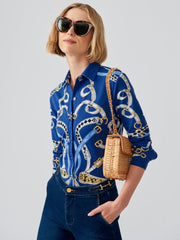 J.McLaughlin Betty Shirt In Chevalier Navy/light Blue | Women Catalina Cloth™ Dresses