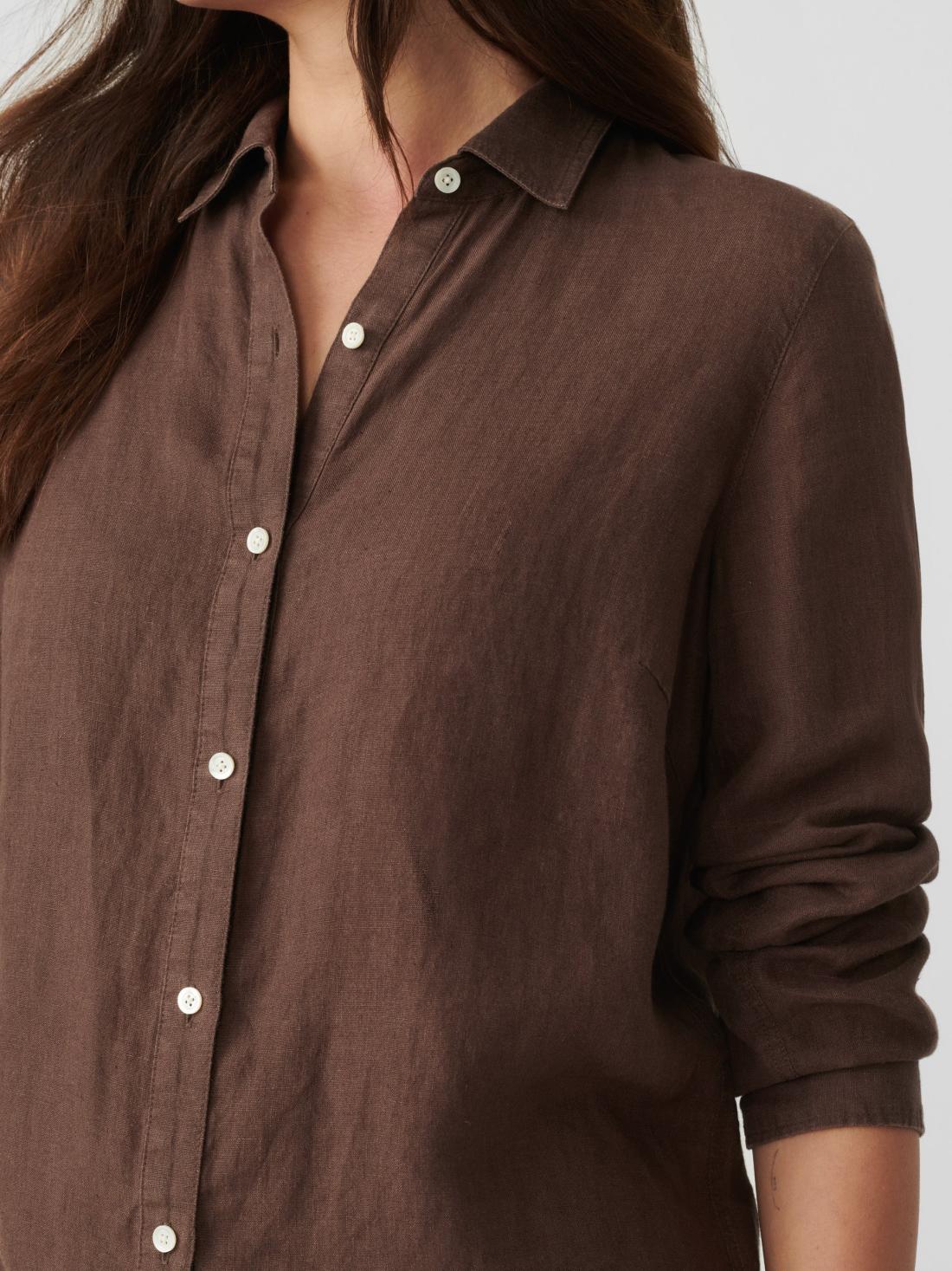 J.McLaughlin Britt Linen Shirt Dark Brown | Women Shirts &amp; Tops
