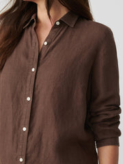 J.McLaughlin Britt Linen Shirt Dark Brown | Women Shirts &amp; Tops