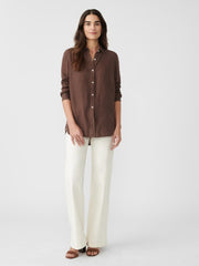 J.McLaughlin Britt Linen Shirt Dark Brown | Women Shirts &amp; Tops