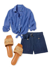 J.McLaughlin Britt Linen Shirt Dark Chambray | Women Shirts &amp; Tops