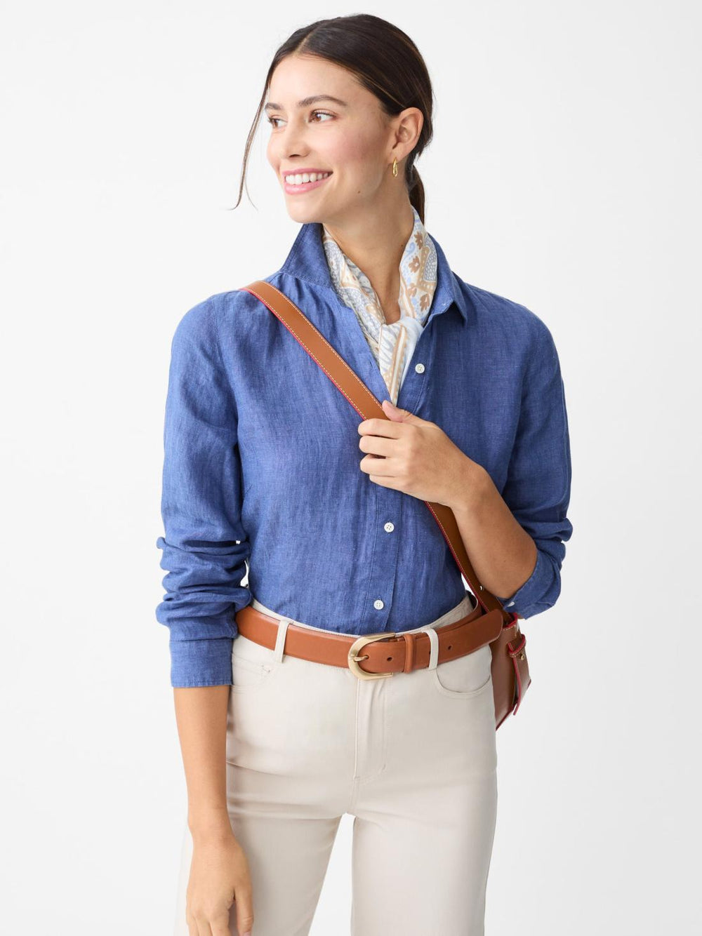 J.McLaughlin Britt Linen Shirt Dark Chambray | Women Shirts &amp; Tops