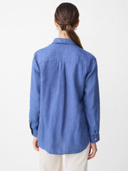 J.McLaughlin Britt Linen Shirt Dark Chambray | Women Shirts &amp; Tops