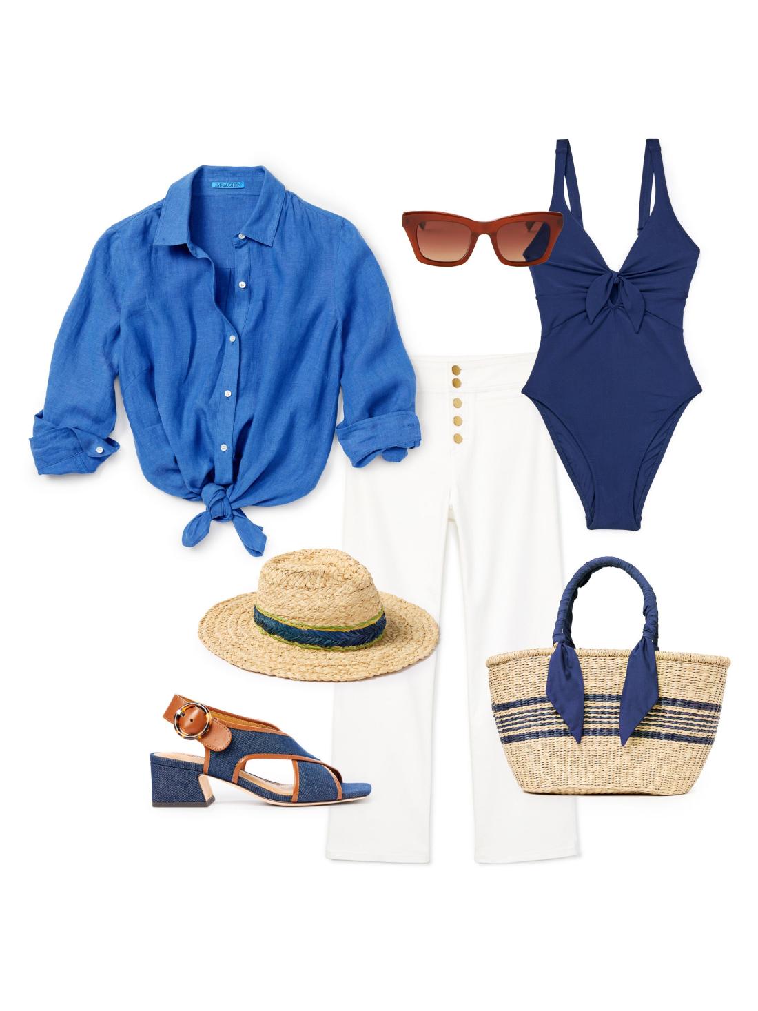 J.McLaughlin Britt Linen Shirt French Blue | Women Shirts &amp; Tops