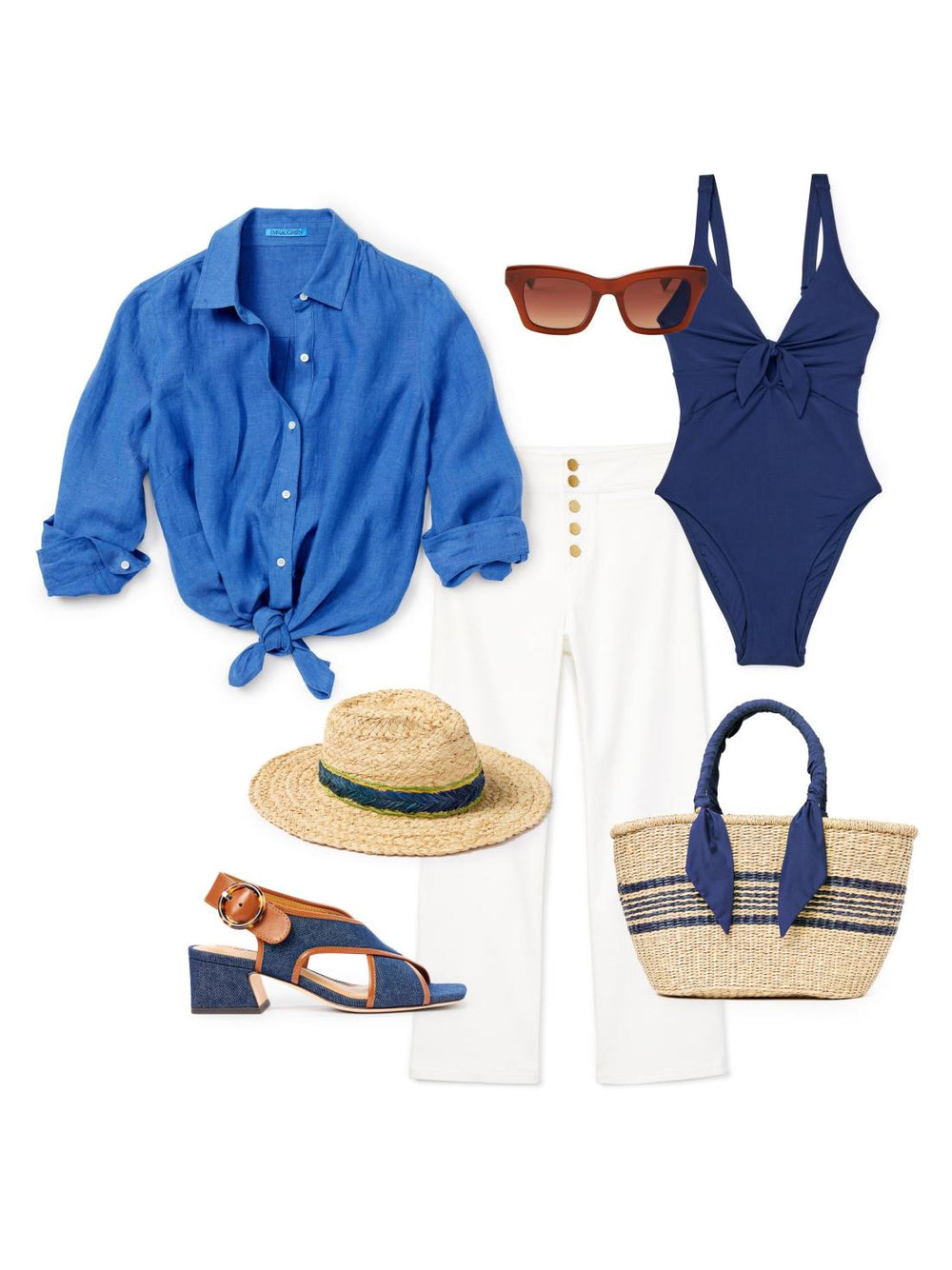 J.McLaughlin Britt Linen Shirt French Blue | Women Shirts &amp; Tops