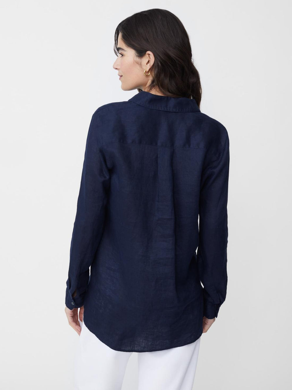 J.McLaughlin Britt Linen Shirt Navy | Women Shirts &amp; Tops