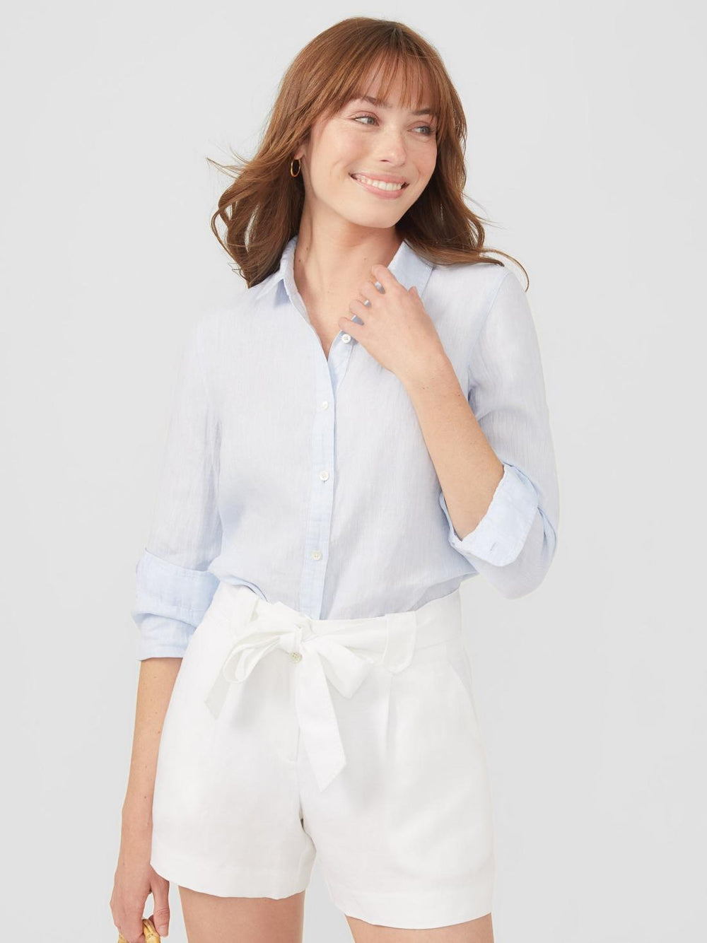 J.McLaughlin Britt Linen Shirt Sky Blue | Women Shirts &amp; Tops
