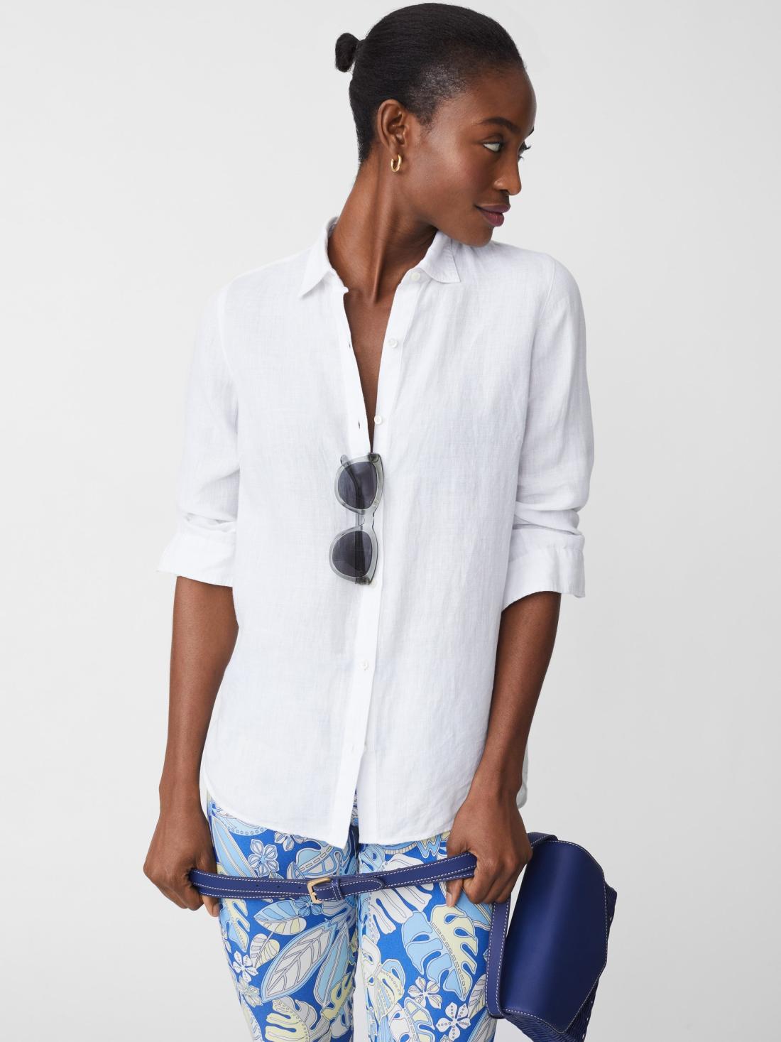 J.McLaughlin Britt Linen Shirt White | Women Shirts &amp; Tops