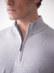 J.McLaughlin Brookhaven 1/4 Zip Sweater In Stripe Gray/light Gray | Men/Women Sweaters