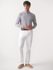 J.McLaughlin Brookhaven 1/4 Zip Sweater In Stripe Gray/light Gray | Men/Women Sweaters